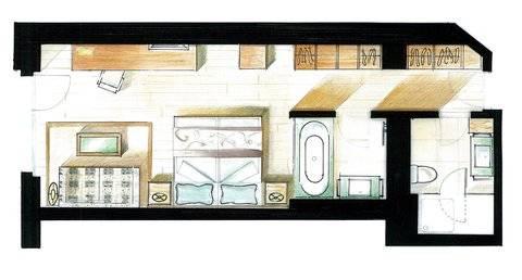 Le Petit Cervin Hotel Zermatt Luaran gambar A floor plan of a typical hotel room